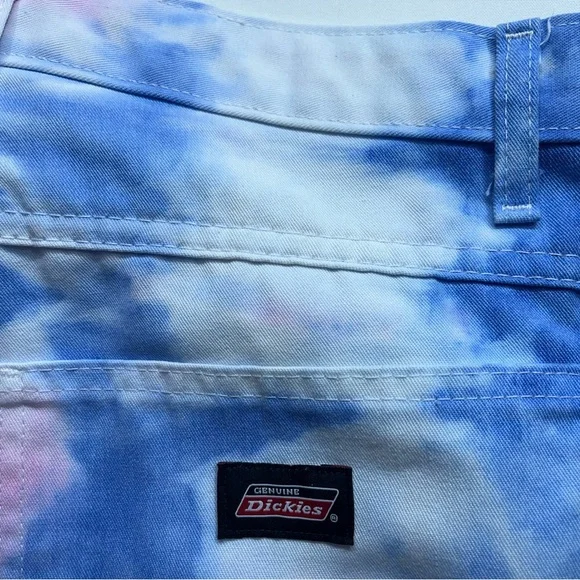 Dickies Tie Dyed Painter Pants Mens Size 34x34 Pink Blue Denim Carpenter